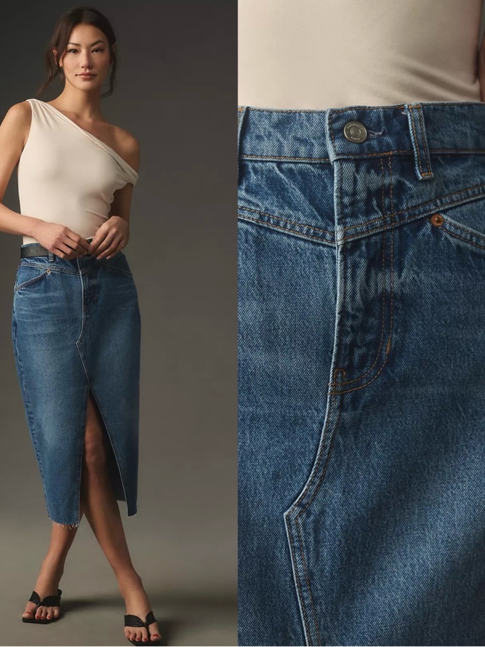 Reformation Jagger Denim Midi Skirt in Hemlock Wash